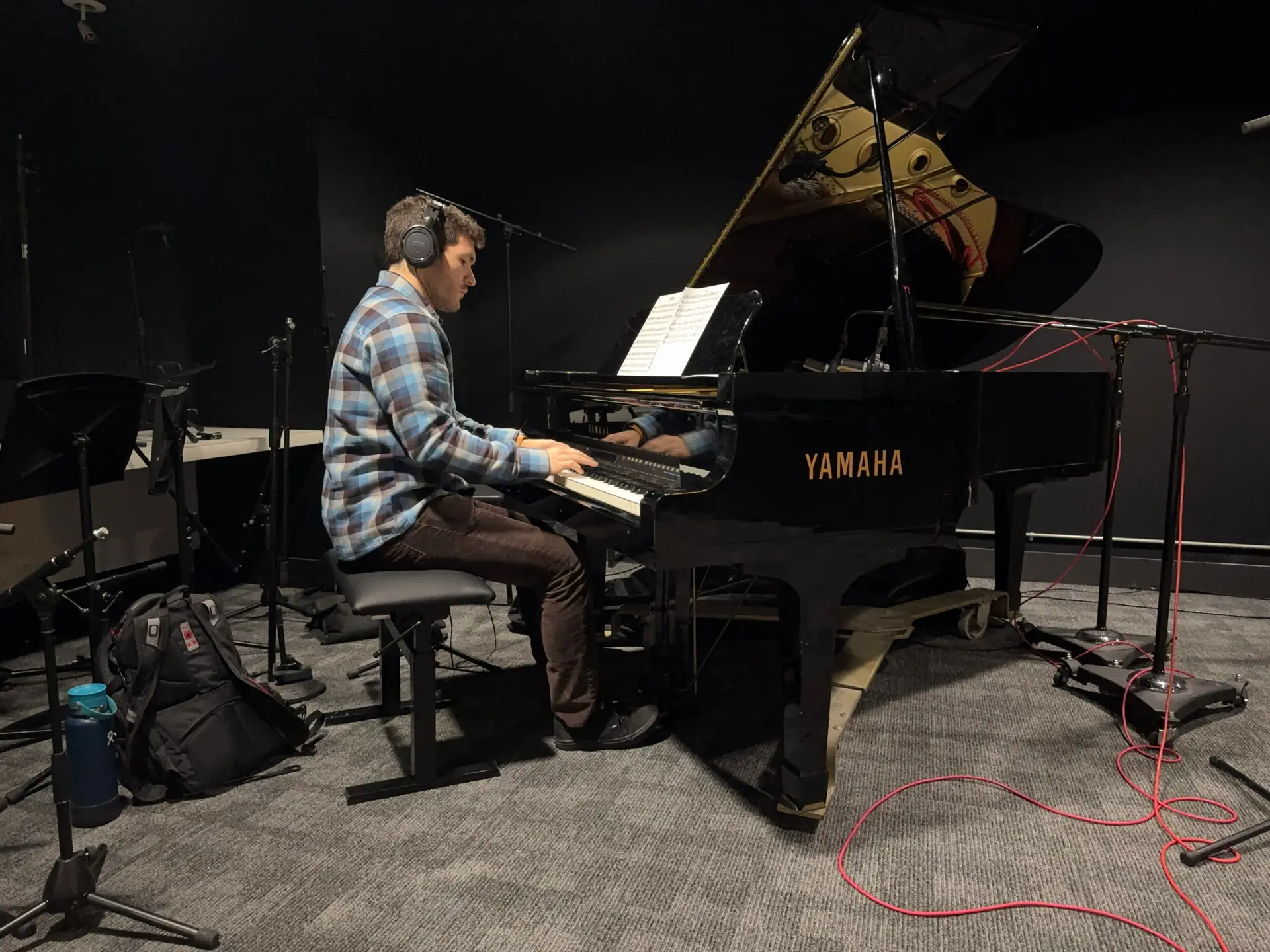 Jayden Ostler Recording Piano the Calarts Recording Studio